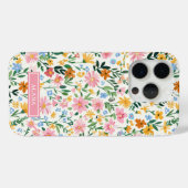 Coques Case-Mate iPhone Jardin de fleurs fantaisiste monogrammé (Verso (horizontal))