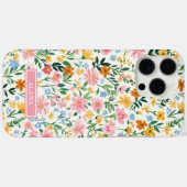 Coques Case-Mate iPhone Jardin de fleurs fantaisiste monogrammé (Verso (horizontal))