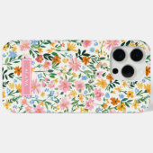 Coques Case-Mate iPhone Jardin de fleurs fantaisiste monogrammé (Verso (horizontal))