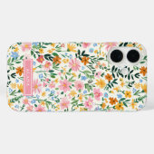 Coques Case-Mate iPhone Jardin de fleurs fantaisiste monogrammé (Verso (horizontal))