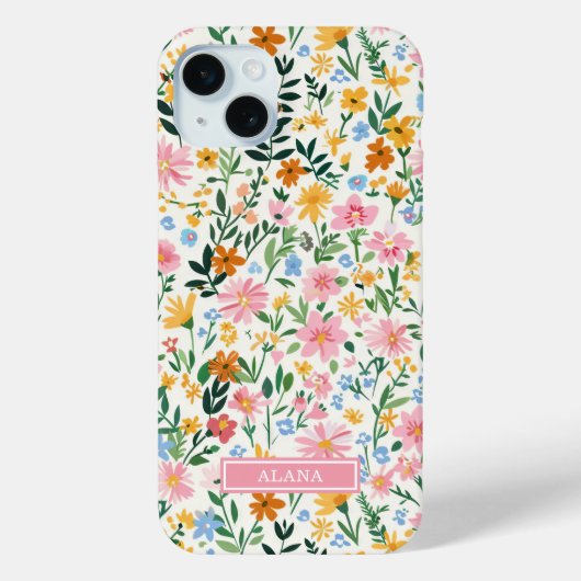 Coques Case-Mate iPhone Jardin de fleurs fantaisiste monogrammé (Verso)