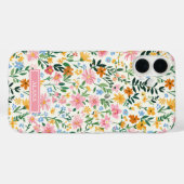 Coques Case-Mate iPhone Jardin de fleurs fantaisiste monogrammé (Verso (horizontal))