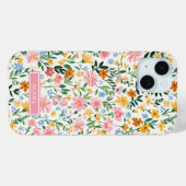 Coques Case-Mate iPhone Jardin de fleurs fantaisiste monogrammé (Verso (horizontal))