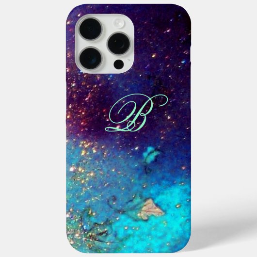 Coques Case-Mate iPhone JARDIN DE L'OMBRE PERDUE-Bleu Turquoise Monogramme (Verso)