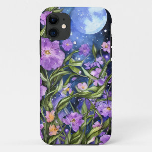 Case-Mate iPhone Case Jardin de nuit peint à la main pleine lune Bleu
