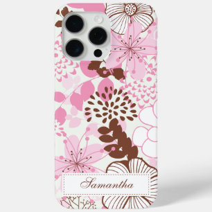 Coque iPhone 15 Pro Max Jardin de printemps Brown et rose