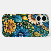 Coques Case-Mate iPhone Jardin de tournesol bleu mignonne Girly Art Abstra (Verso (horizontal))
