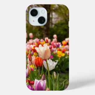 Coque Pour iPhone 15 Jardin de tulipes vibrant Photographie de nature i