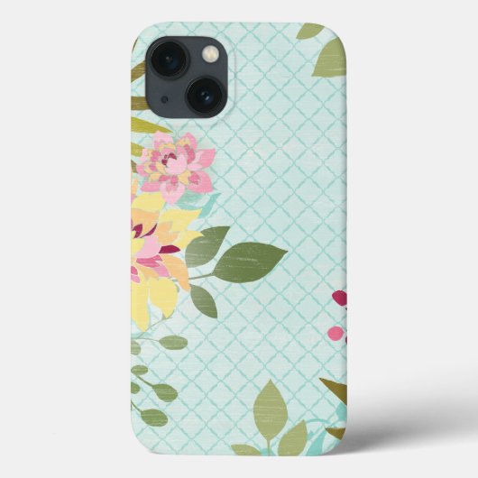 Coques Case-Mate iPhone Jardin Floral, Arrière - plan Bleu (Verso)