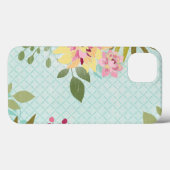 Coques Case-Mate iPhone Jardin Floral, Arrière - plan Bleu (Verso (horizontal))