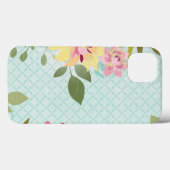 Coques Case-Mate iPhone Jardin floral, Arrière - plan bleu (Verso (horizontal))