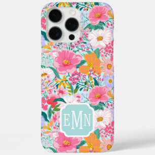Coques iPhone 16 Pro Max Jardin Floral Coloré Moderne Monogrammé