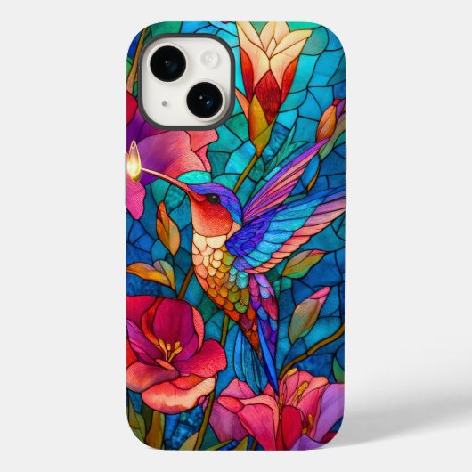Coques Case-Mate iPhone Jardin Floral esthétique en verre de colibri (Verso)