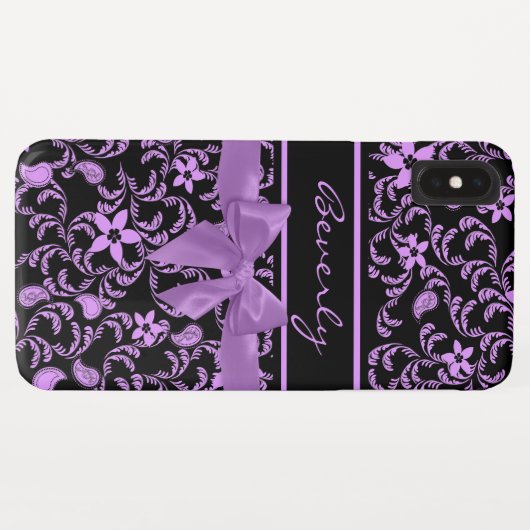 Coques Case-Mate iPhone Jardin Floral et Bow pourpre (Dos (Horizontal))