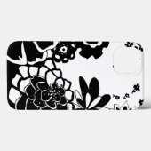 Coques Case-Mate iPhone Jardin floral noir et blanc Motif graphique (Verso (horizontal))