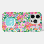 Coques Case-Mate iPhone Jardin Floral Rose Monogrammé (Verso (horizontal))