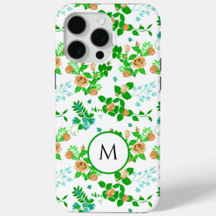 Coque iPhone 15 Pro Max Jardin Floral Vert Monogramme