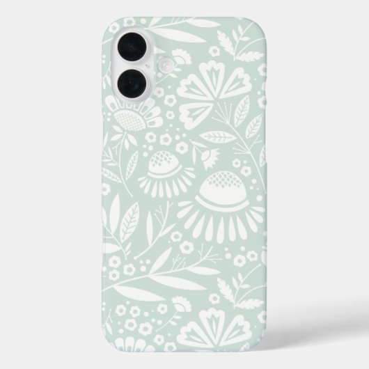 Coques Case-Mate iPhone Jardin géométrique Floral en blanc sur Mint pâle (Verso)