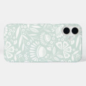Coques Case-Mate iPhone Jardin géométrique Floral en blanc sur Mint pâle (Verso (horizontal))