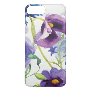 Coque iPhone 8 Plus/7 Plus Jardin mélangé bleu et pourpre