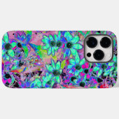 Coques Case-Mate iPhone Jardin pourpre avec fleurs psychédéliques Aquamari (Verso (horizontal))