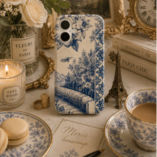 Coques iPhone 16 Jardin Toile Bleue Personnalisé