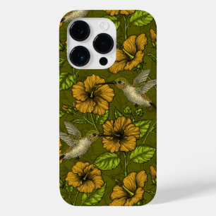 Coque Pour iPhone 14 Pro Jardin tropical nocturne jaune et vert