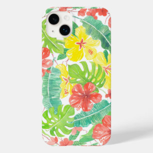 Coques Pour iPhone Jardin tropical, plumeria hibiscus et feuilles de