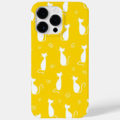 COQUES Case-Mate iPhone JAUNE AVEC MOTIF CHAT SITTING BLANC (Verso)