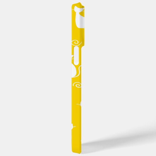 COQUES Case-Mate iPhone JAUNE AVEC MOTIF CHAT SITTING BLANC (Verso / Droite)