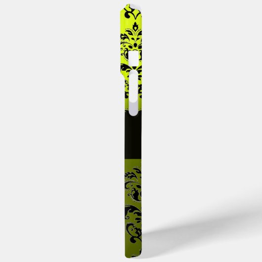 COQUES Case-Mate iPhone JAUNE BLACK DAMASK GEM STONE MONOGRAM (Verso / Gauche)