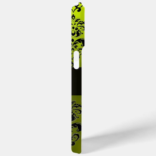 COQUES Case-Mate iPhone JAUNE BLACK DAMASK GEM STONE MONOGRAM (Verso / Droite)