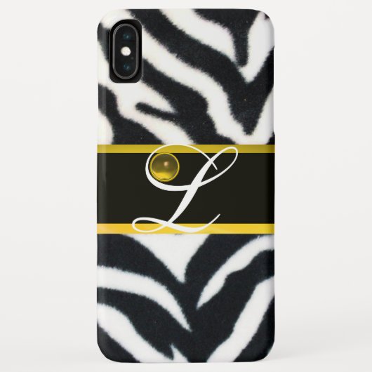 COQUES Case-Mate iPhone JAUNE BLACK ZEBRA FUR JAUNE GEM MONOGRAM, (Dos)