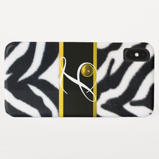 COQUES Case-Mate iPhone JAUNE BLACK ZEBRA FUR JAUNE GEM MONOGRAM, (Dos (Horizontal))