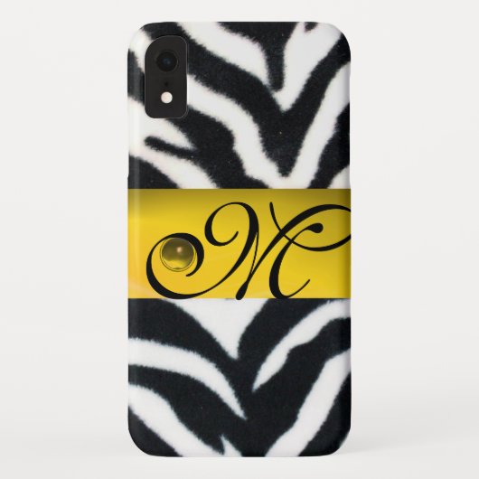 Coques Case-Mate iPhone JAUNE BLACK ZEBRA FUR MONOGRAM, Topaz (Dos)