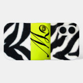 Coques Case-Mate iPhone JAUNE BLACK ZEBRA FUR MONOGRAM, Topaz (Verso (horizontal))