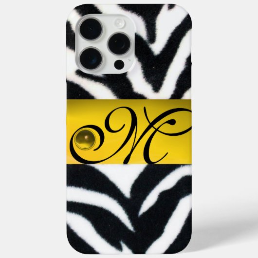 Coques Case-Mate iPhone JAUNE BLACK ZEBRA FUR MONOGRAM, Topaz (Verso)