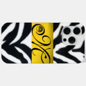 Coques Case-Mate iPhone JAUNE BLACK ZEBRA FUR MONOGRAM, Topaz (Verso (horizontal))