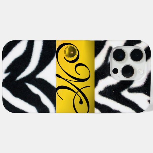 Coques Case-Mate iPhone JAUNE BLACK ZEBRA FUR MONOGRAM, Topaz (Verso (horizontal))