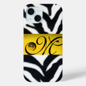 Coques Case-Mate iPhone JAUNE BLACK ZEBRA FUR MONOGRAM, Topaz (Verso)
