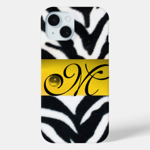 Coque Pour iPhone 15 JAUNE BLACK ZEBRA FUR MONOGRAM, Topaz
