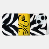 Coques Case-Mate iPhone JAUNE BLACK ZEBRA FUR MONOGRAM, Topaz (Verso (horizontal))