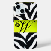 Coques Case-Mate iPhone JAUNE BLACK ZEBRA FUR MONOGRAM, Topaz (Verso)