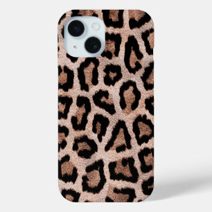Coque Pour iPhone 15 Jaune Brown léopard noir