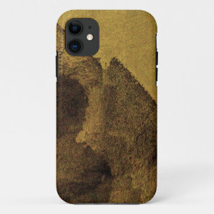 Coque iPhone 11 Jaune brun noir abstrait peinture brush traits