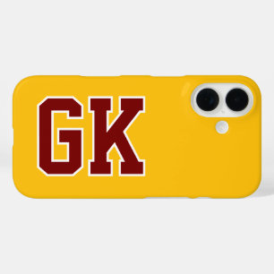 Coques iPhone 16 Jaune Collège Bourgogne Monogramme Initiales