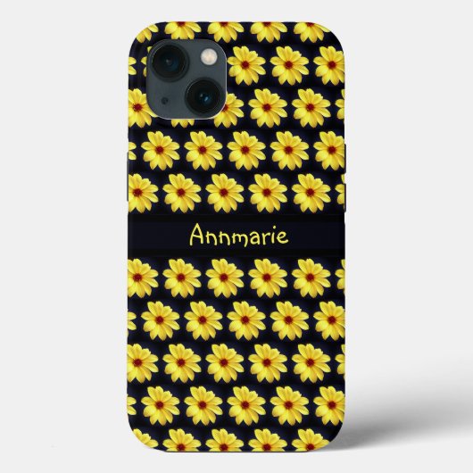 Coques Case-Mate iPhone Jaune Dahlia Élégant Monogramme Fleur (Verso)