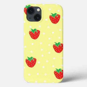 iPhone 13 Case Jaune de fraises et de pois