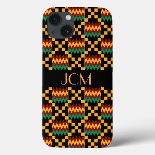 Coques Case-Mate iPhone Jaune de monogramme, vert, rouge, tissu noir de (Verso)