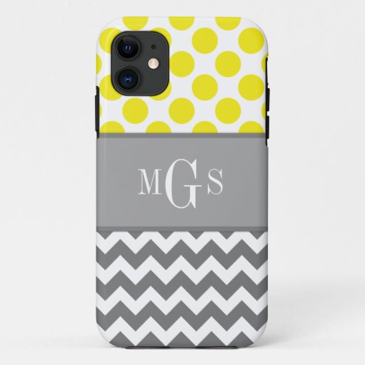 Coques Case-Mate iPhone Jaune et gris, Chevron, cas de l'iphone 5 de pois (Dos)